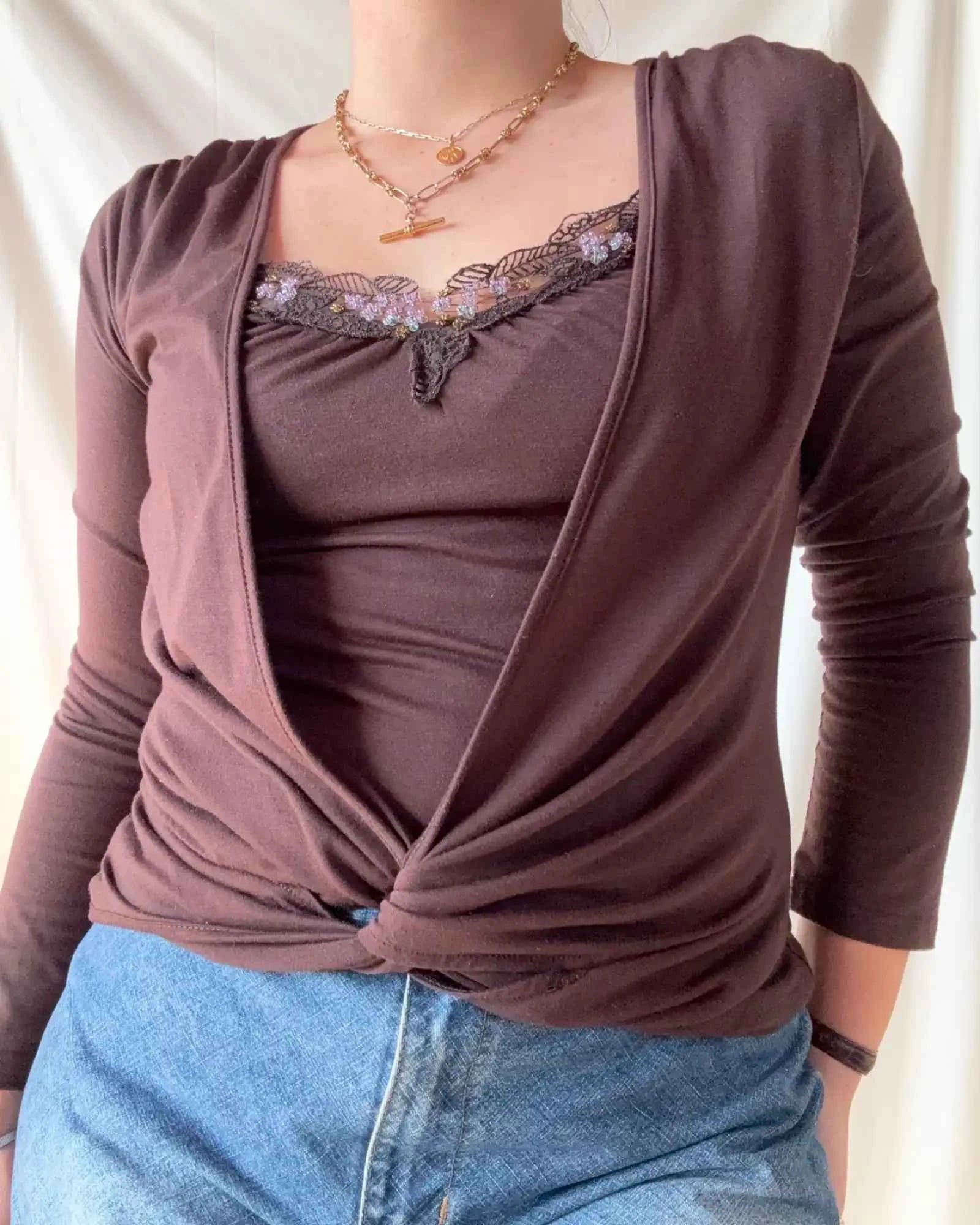 Brown Layered Cami Top