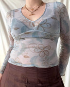 Blue Mesh Fairy Core Top