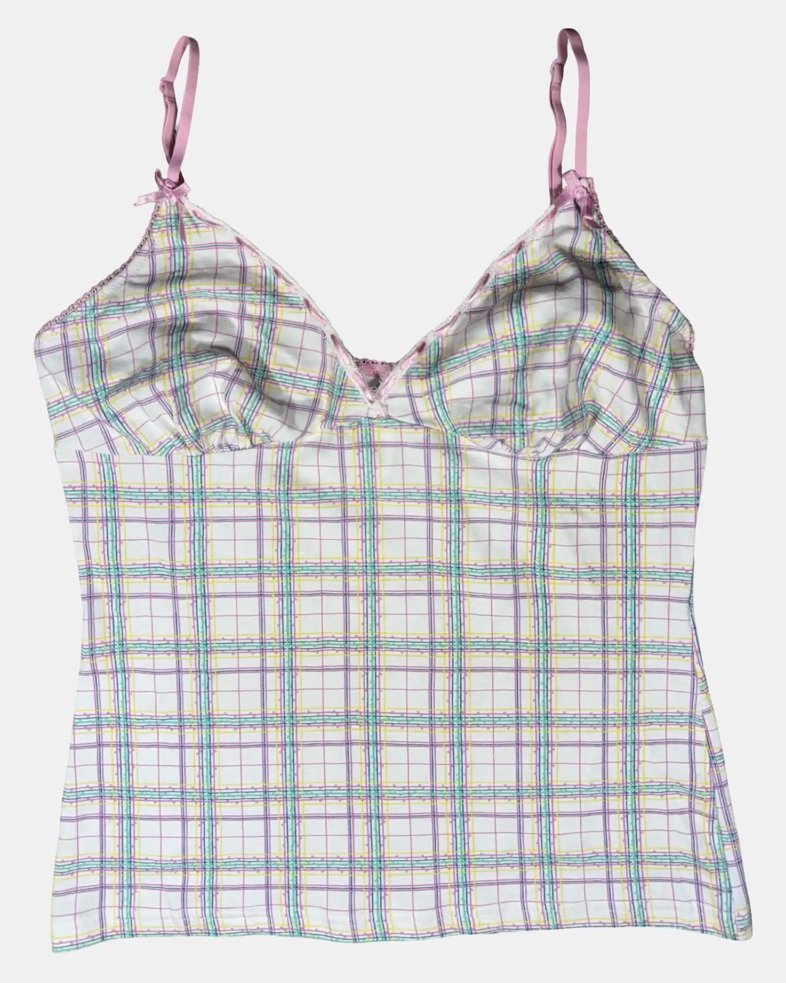 White and Pink Checked Cami Top
