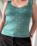 Blue Floral Pattern Tank Top