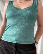 Blue Floral Pattern Tank Top