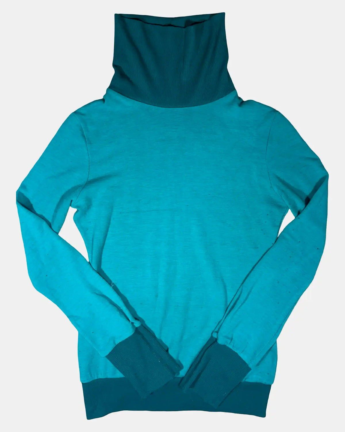 Blue Two Toned Turtle Neck Top