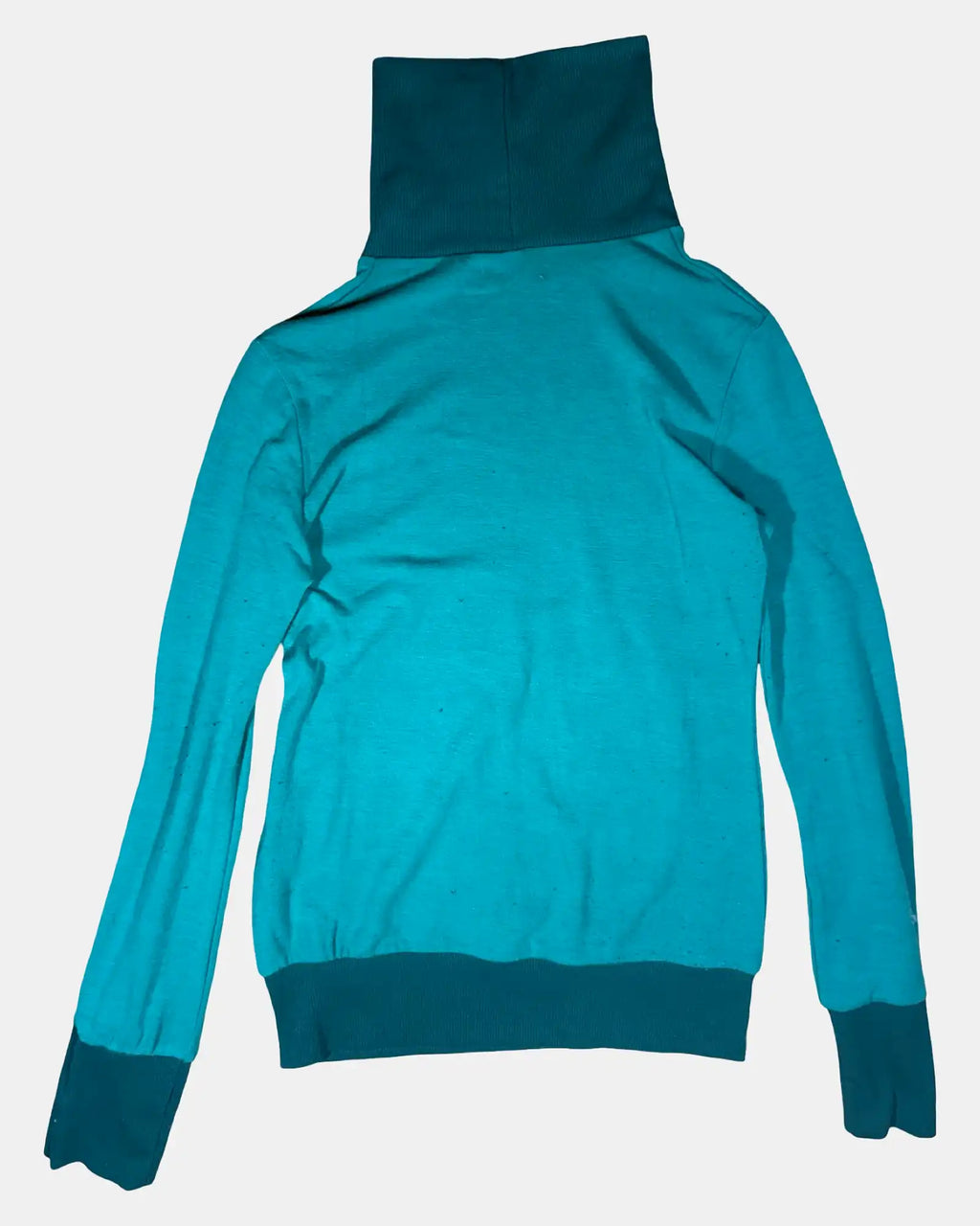 Blue Two Toned Turtle Neck Top