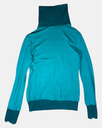 Blue Two Toned Turtle Neck Top