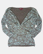 Brown and Blue Mesh Patterned Top