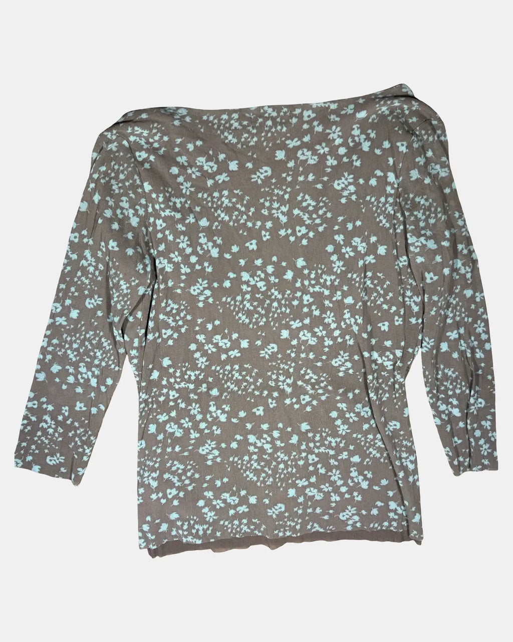 Brown and Blue Mesh Patterned Top