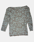 Brown and Blue Mesh Patterned Top