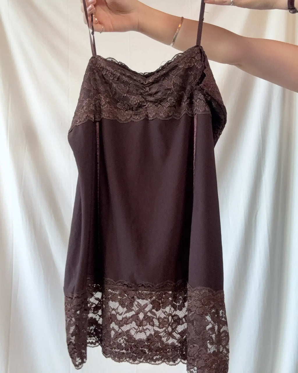 Brown Lacy Cami Top