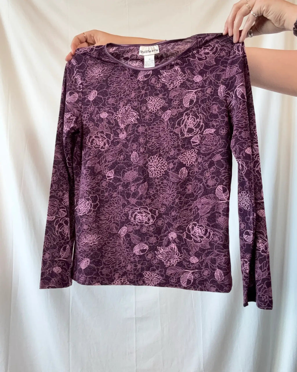 Purple Mesh Floral Long Sleeve