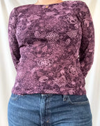 Purple Mesh Floral Long Sleeve