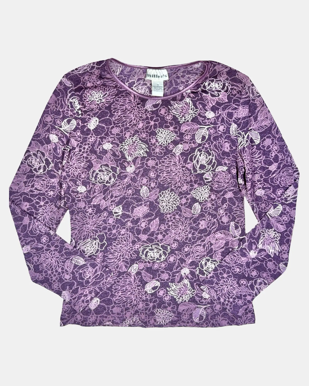 Purple Mesh Floral Long Sleeve