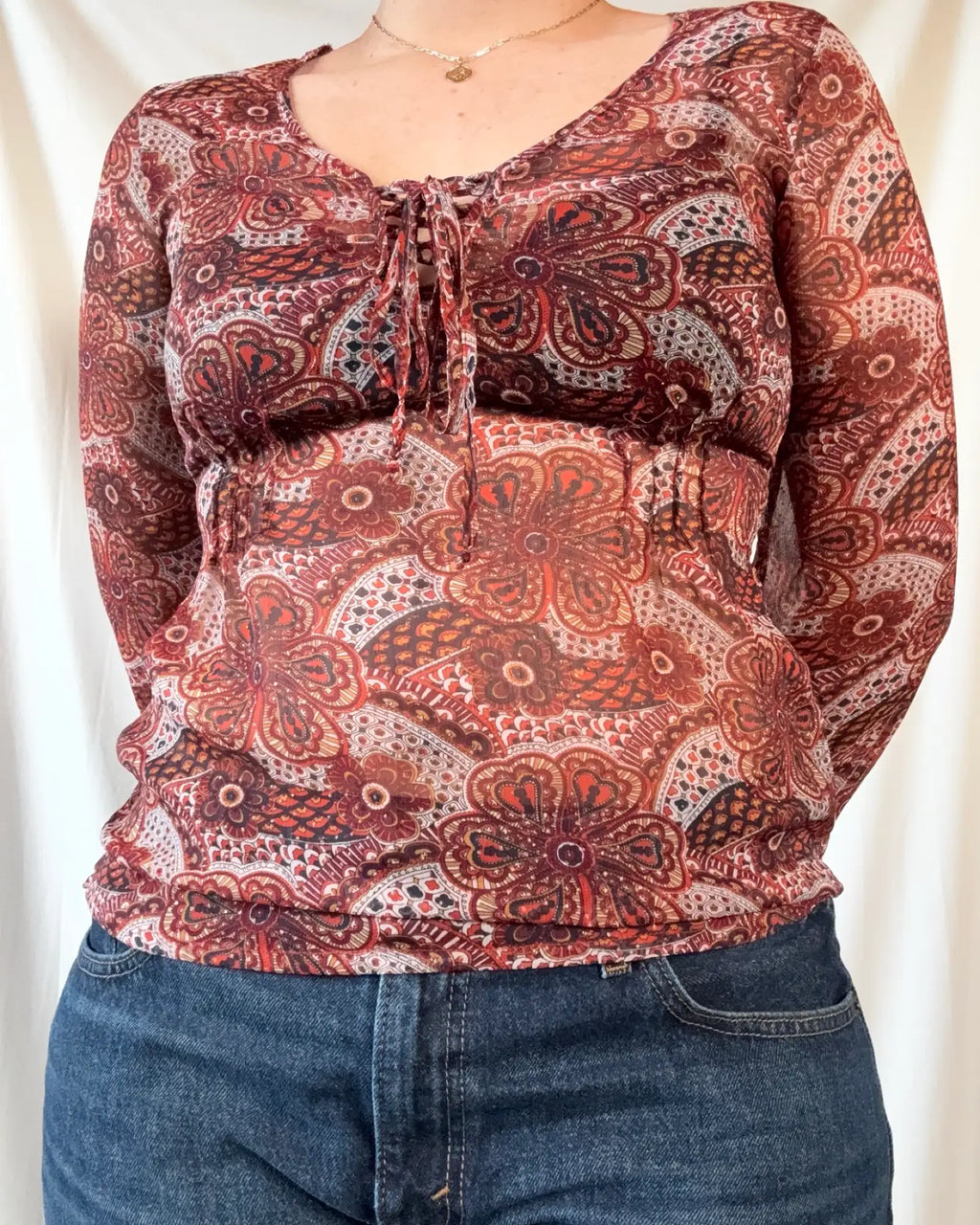 Colourful Paisley Mesh Top