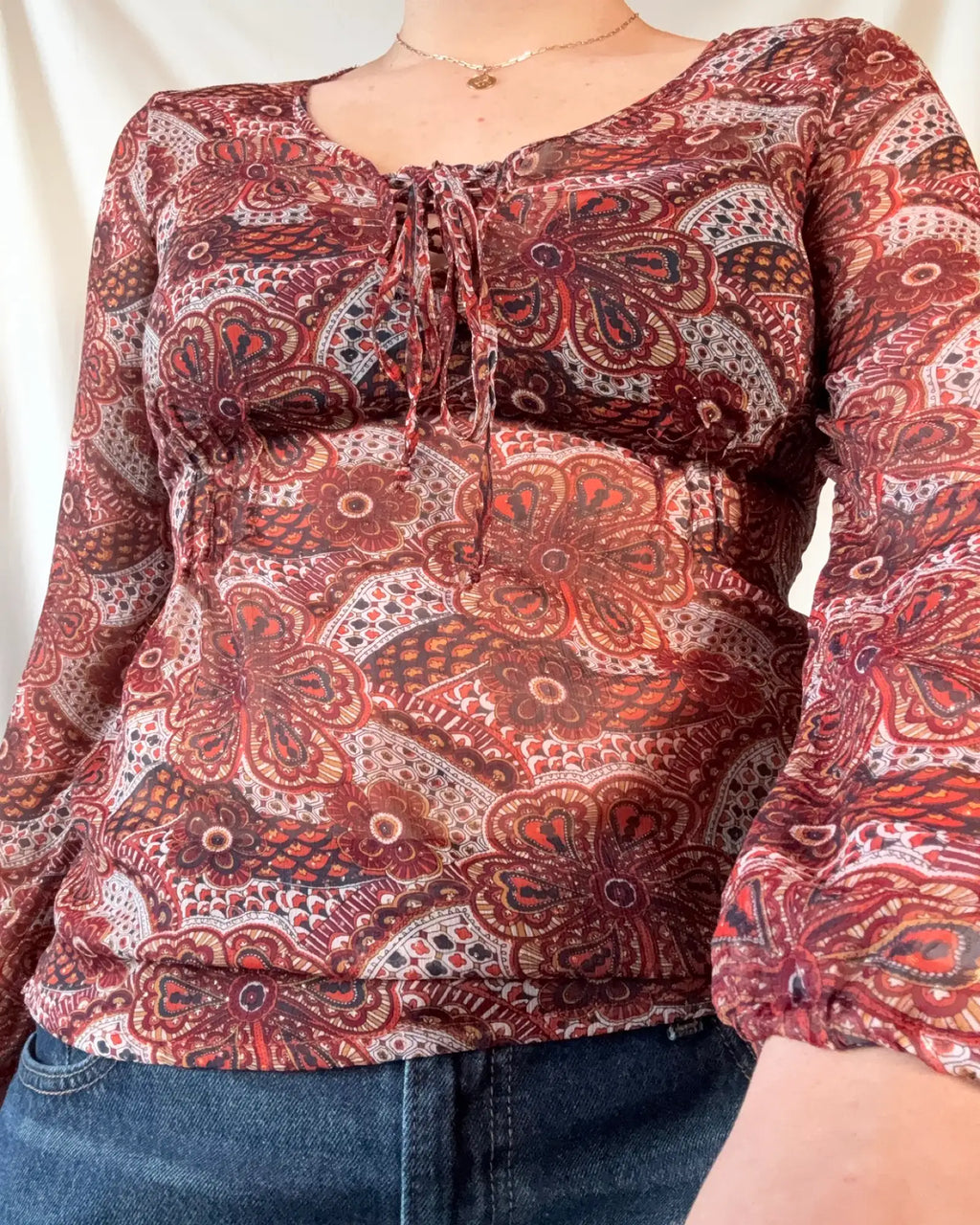 Colourful Paisley Mesh Top