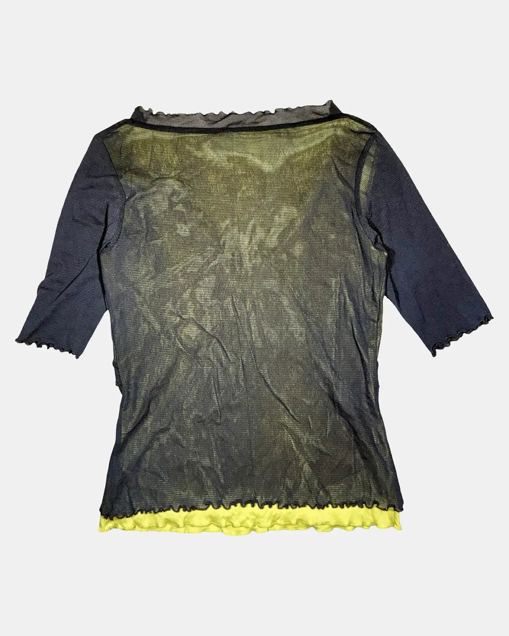 Black and Green Mesh Wrap Top