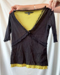 Black and Green Mesh Wrap Top