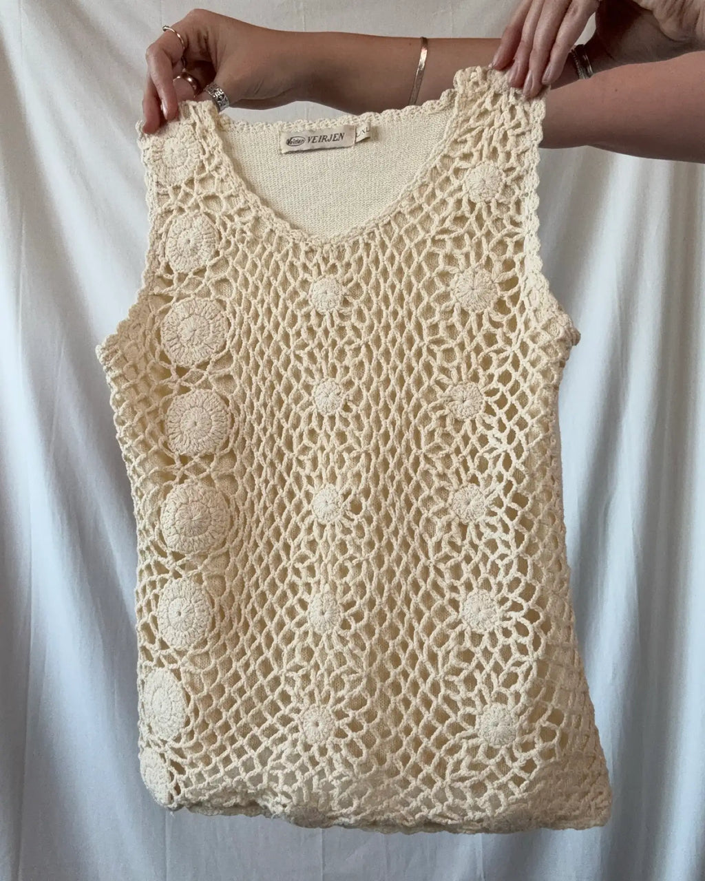 Cream Crochet Style Top
