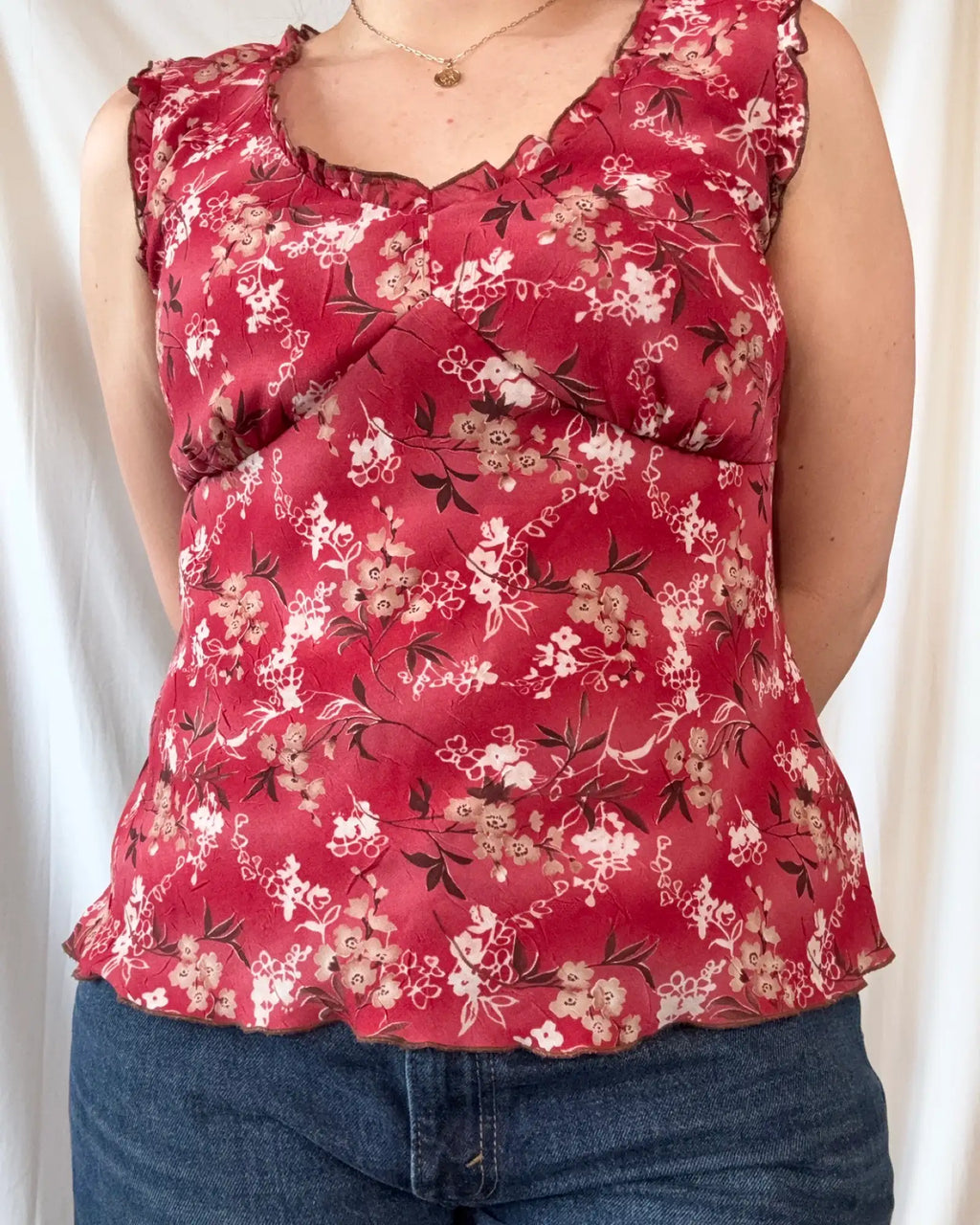 Pink and Brown Floral Top