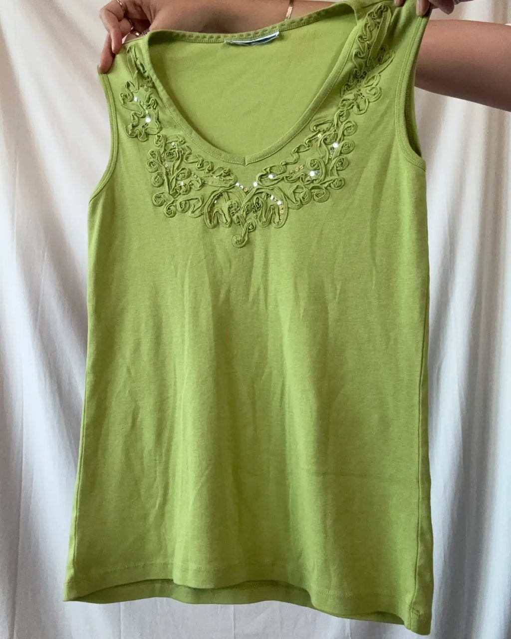 Green Detailed Tank Top