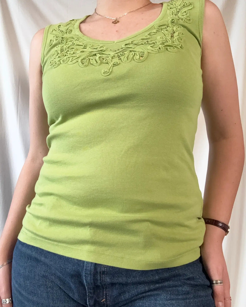 Green Detailed Tank Top