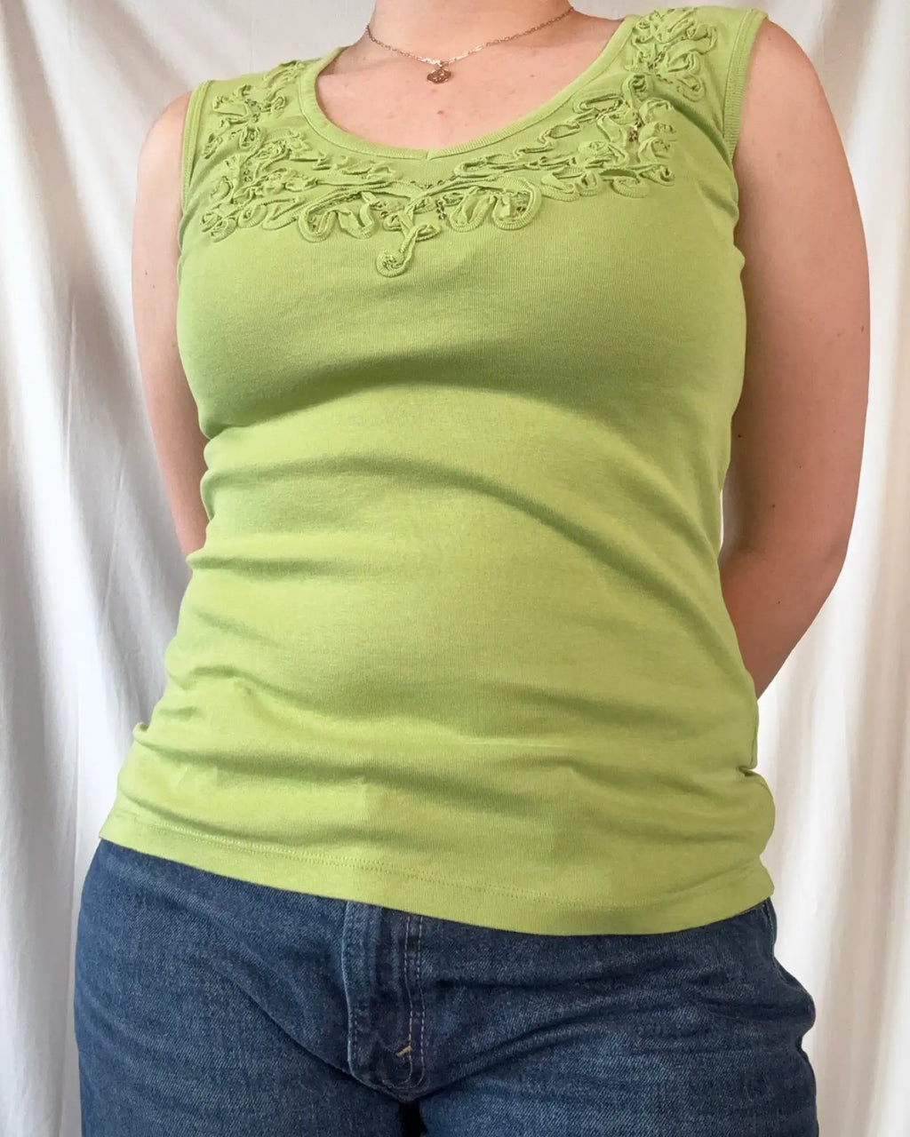 Green Detailed Tank Top
