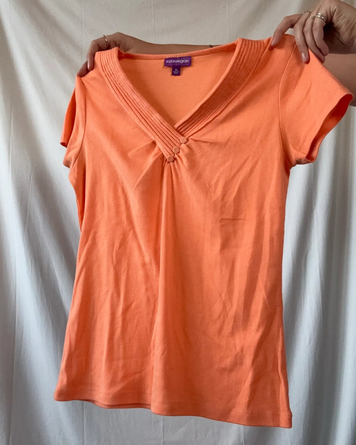 Orange Staple V Neck Top