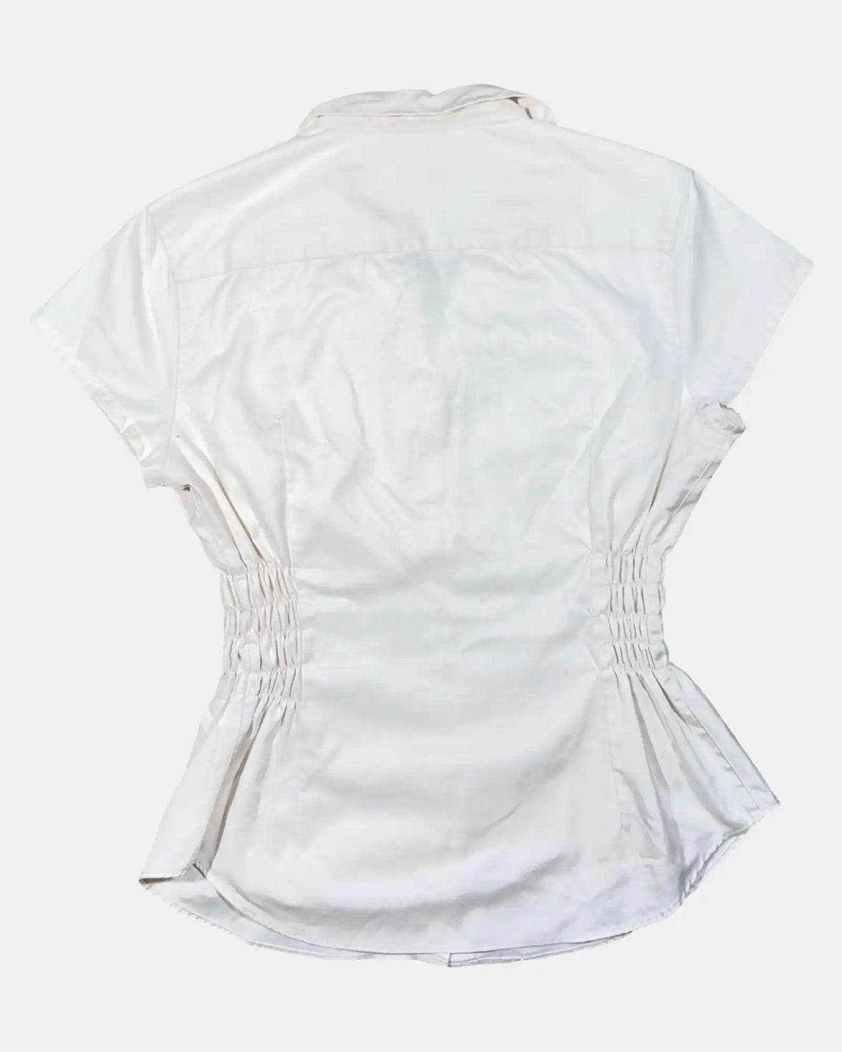 White Synched Button Up Top
