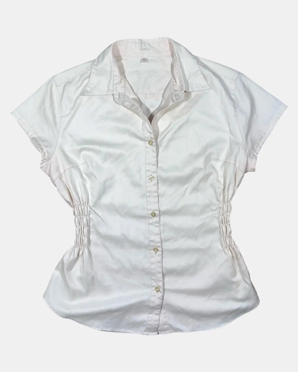White Synched Button Up Top