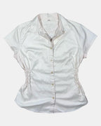 White Synched Button Up Top