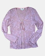 Pink Lace Tie Up Cardigan