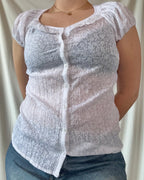 White Button Up Scoop Neck Blouse
