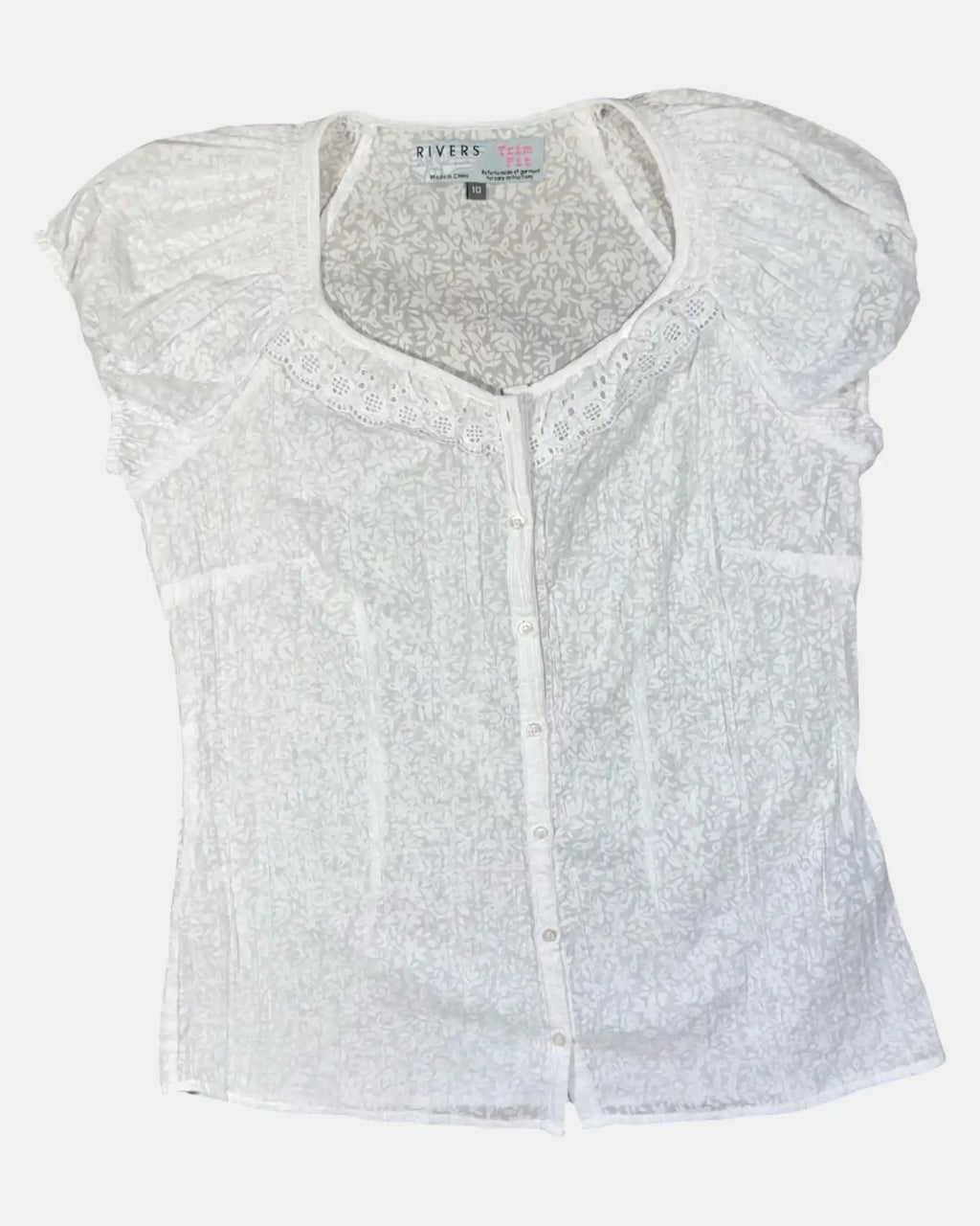 White Button Up Scoop Neck Blouse