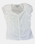White Button Up Scoop Neck Blouse