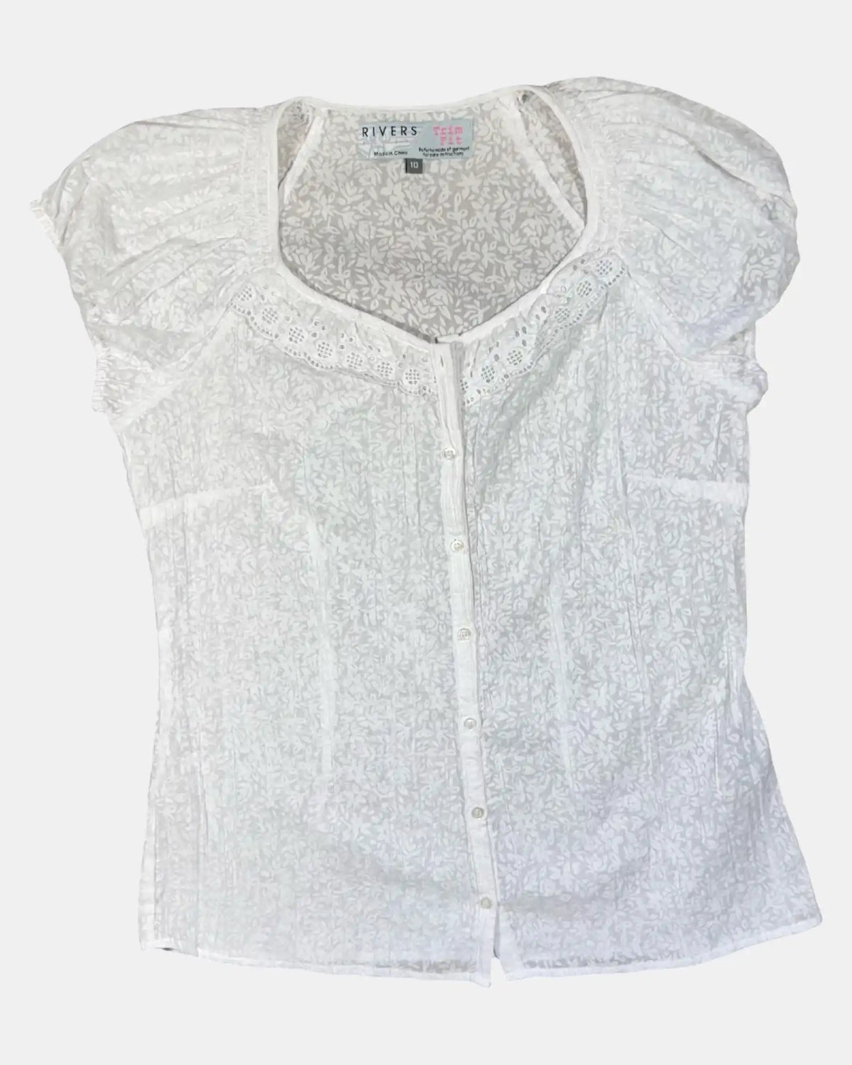 White Button Up Scoop Neck Blouse