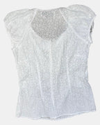 White Button Up Scoop Neck Blouse