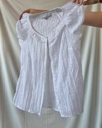 White Button Up Scoop Neck Blouse