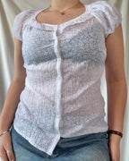 White Button Up Scoop Neck Blouse