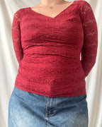 Red Lace Wrap Top