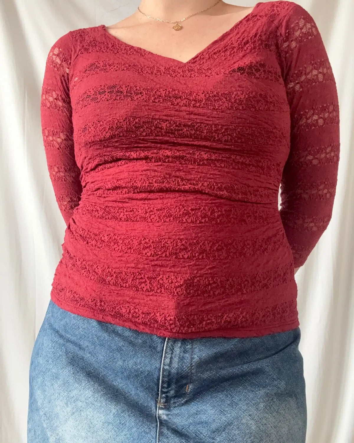 Red Lace Wrap Top