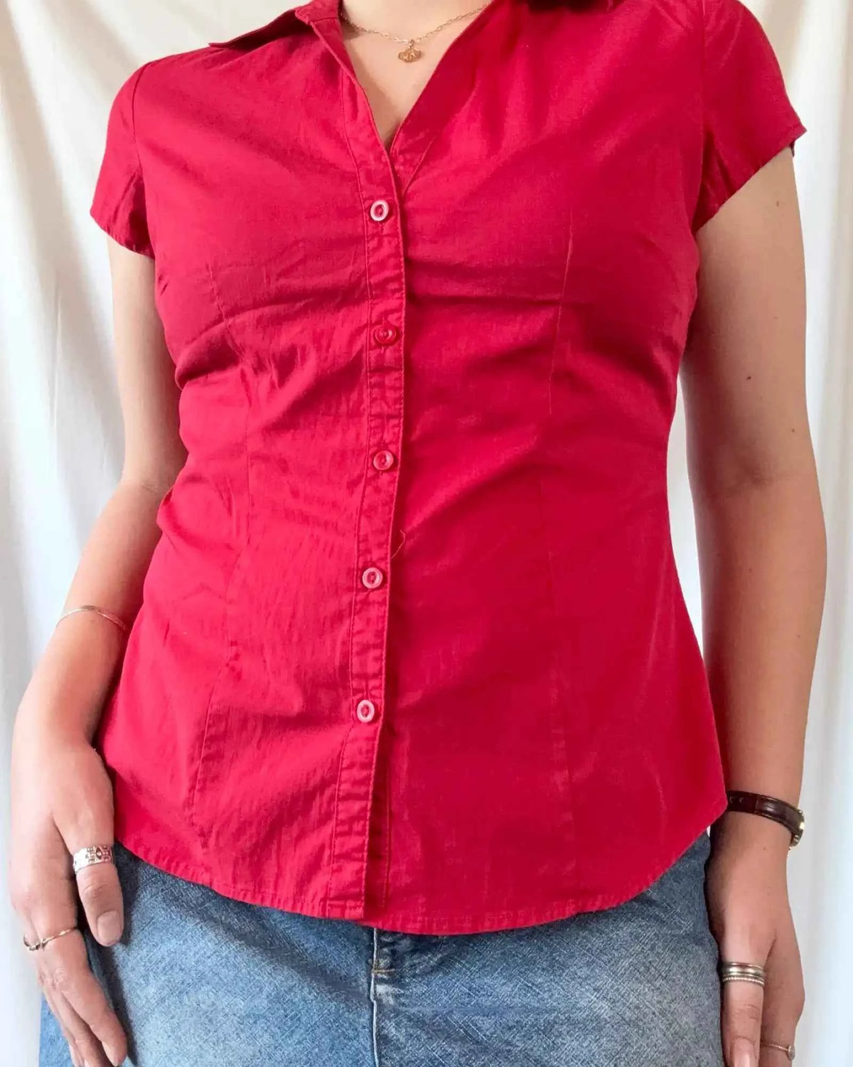 Red button Up Blouse