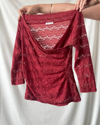 Red Lace Wrap Top