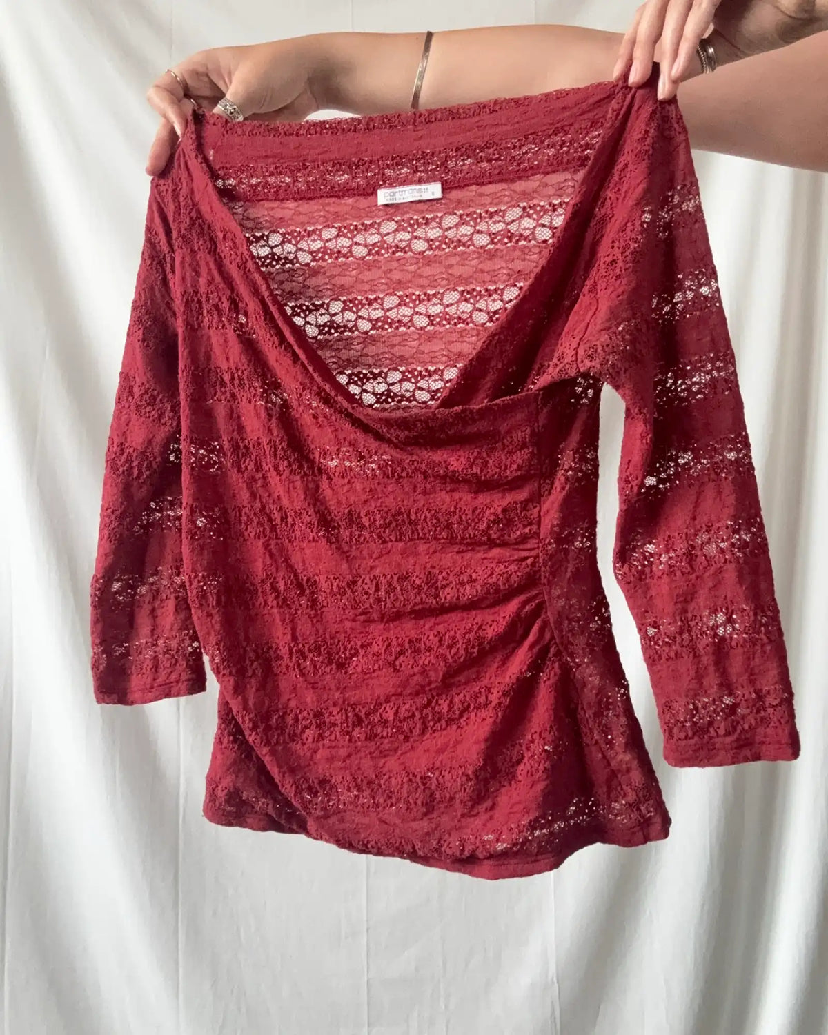 Red Lace Wrap Top