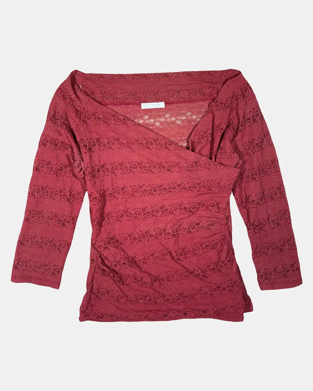 Red Lace Wrap Top