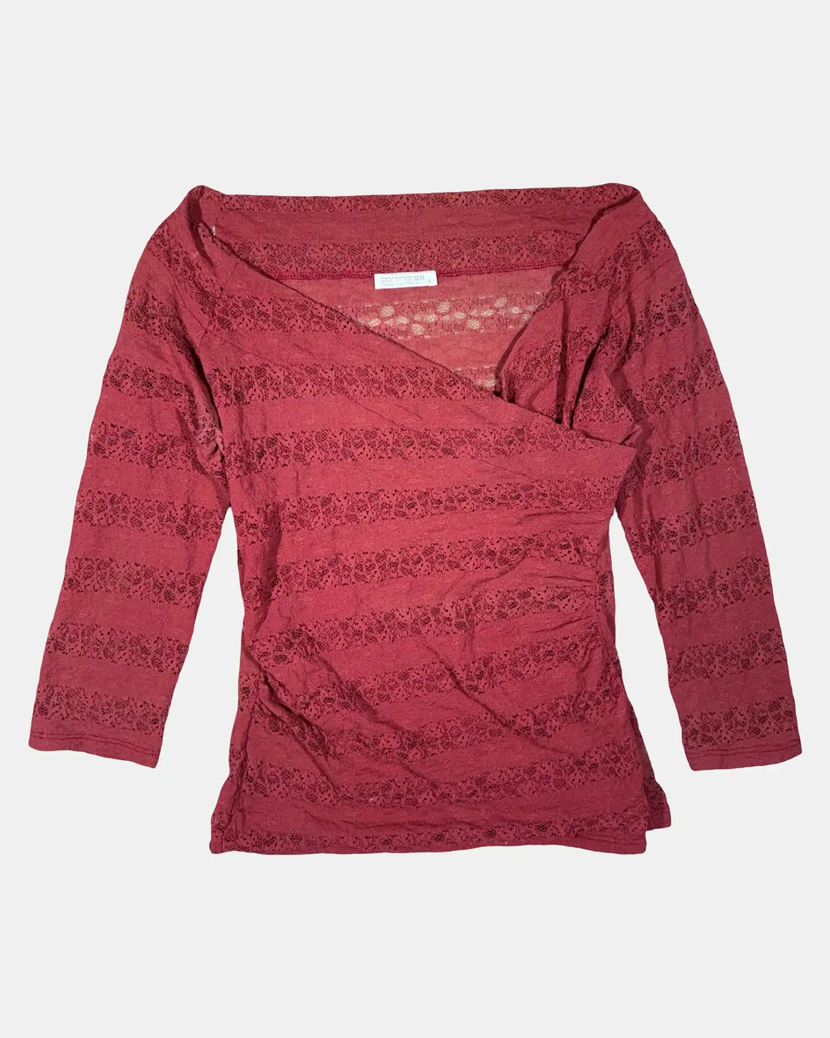 Red Lace Wrap Top