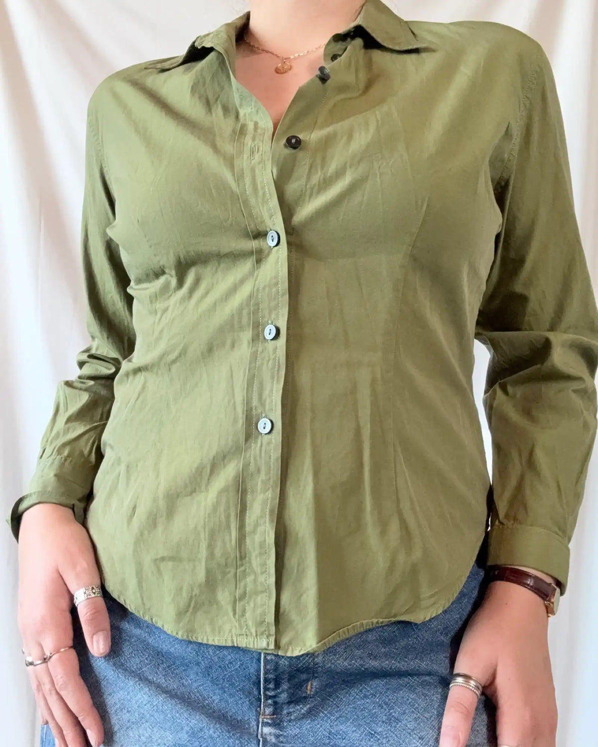 Green Button Up Blouse