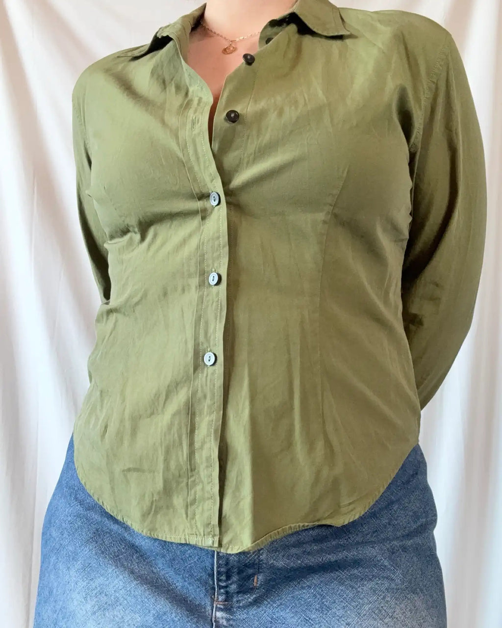 Green Button Up Blouse