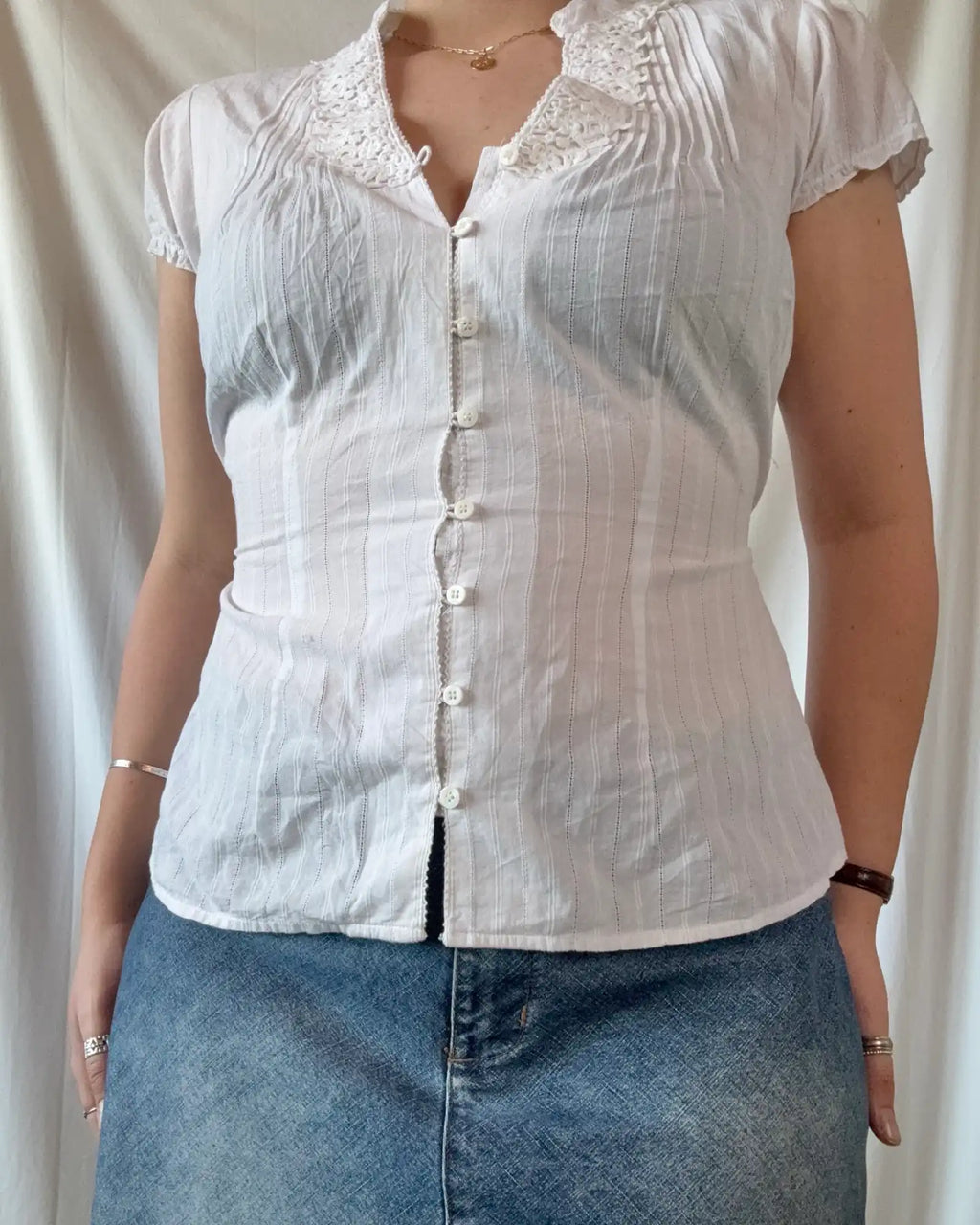 White Ruched Blouse
