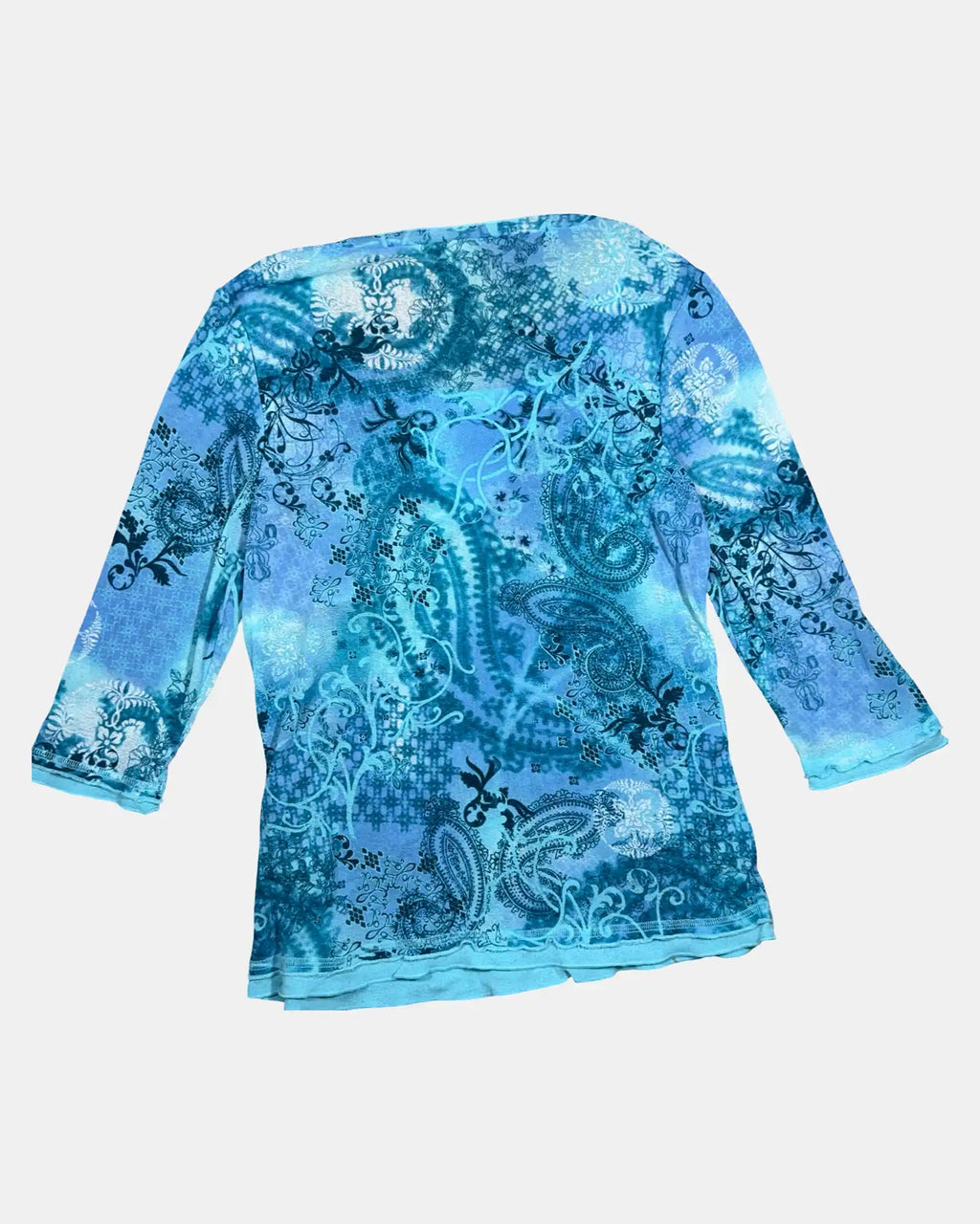 Blue Flowy Mesh Wrap Top