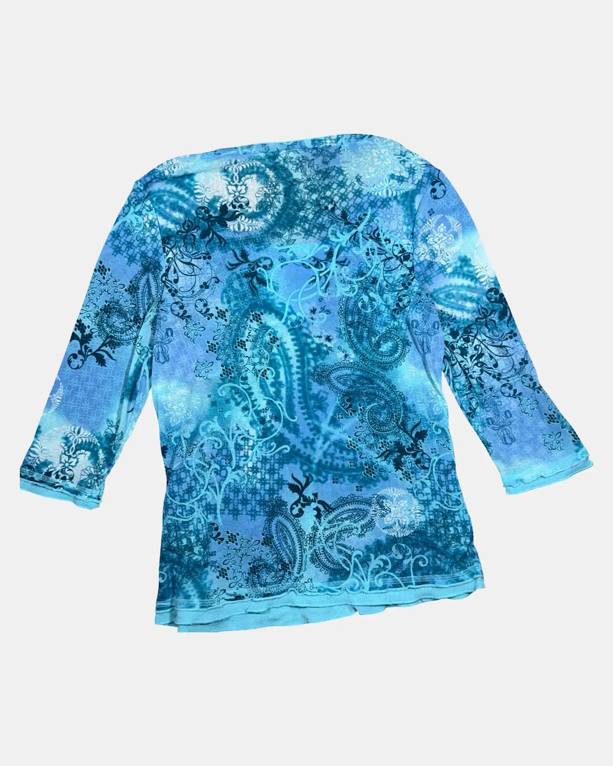 Blue Flowy Mesh Wrap Top
