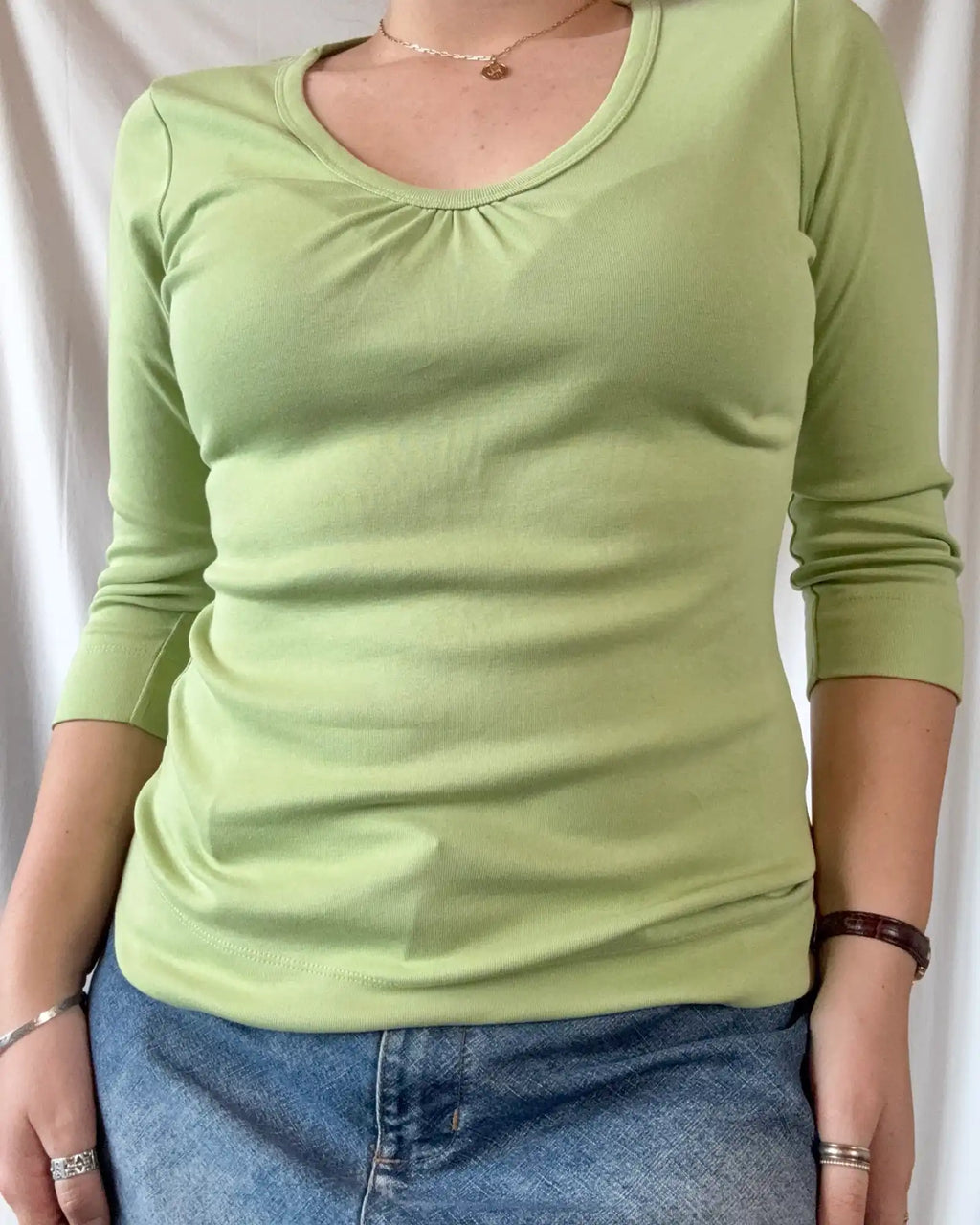 Light Green Long Sleeve V Neck