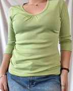Light Green Long Sleeve V Neck